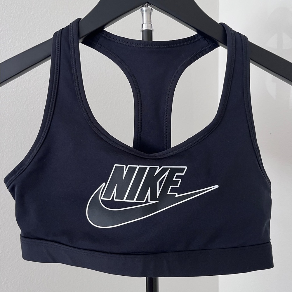 Nike Swoosh Sports Bra XS | Black Racerback Medium Support | Gym | Athleisure